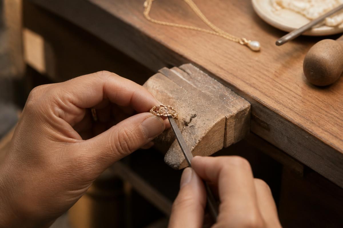 Artisan FAM`OR façonnant une bague en or